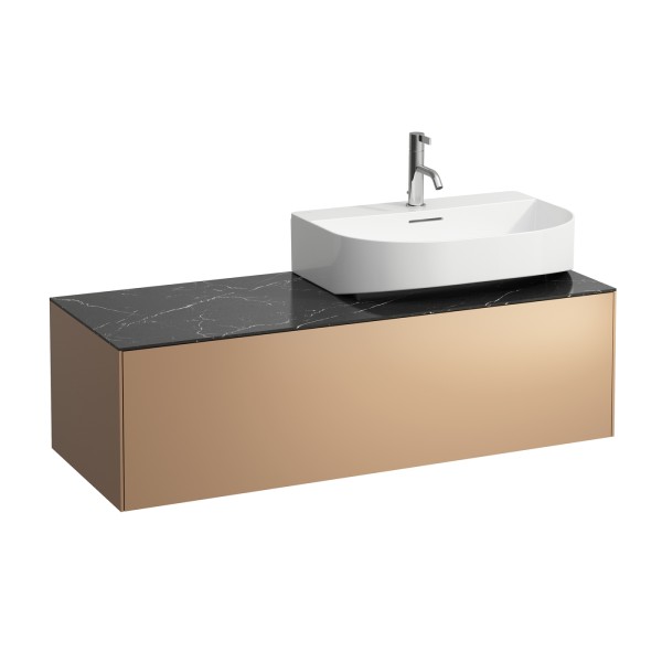 LAUFEN Waschtischunterschrank SONAR f.HWB H816341/2 1 Schubl 1175x455 Ausschn re Kupfer&Nero Marquin