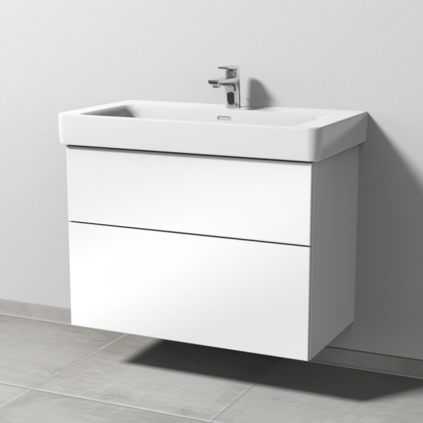 Sanipa 3way Waschtischunterbau zu Laufen Pro S Waschtisch mit 2 Auszügen, Weiß-Glanz