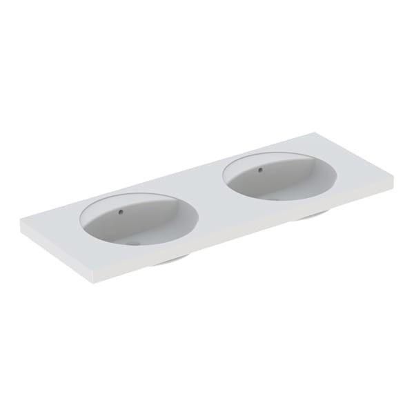 Geberit Preciosa Doppelwaschtisch, 130x55cm o. Hl., m. Überlauf, weiss, KeraTect, 133220600