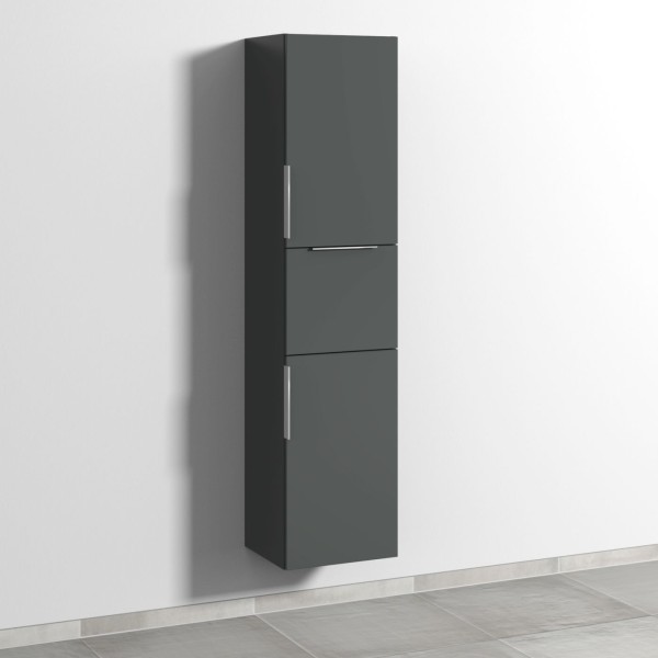 Sanipa 3way Hochschrank mit 2 Türen und 1 Auszug, Anthrazit-Matt