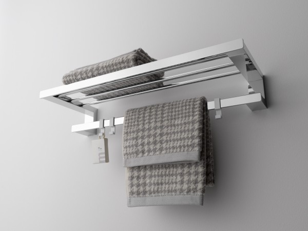 emco loft Badetuchablage mit Badetuchhalter, 600mm,3 Haken, chrom,056800160
