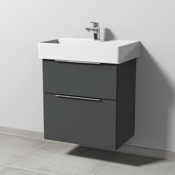 Sanipa 3way Waschtischunterbau zu Duravit Dura Square Waschtisch mit 2 Auszügen, Anthrazit-Matt