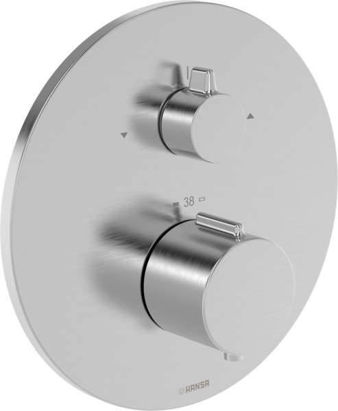 Hansa FM-Set f. zwei Abgänge HANSAEASYTHERM, 8862 Rosette rund Stahl gebürstet, 8862924580