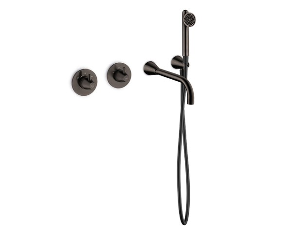 JEE-O cone 01 Wand-Badkombination mit Thermostat, Umsteller, gun metal, 900-6476