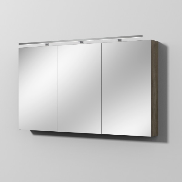 Sanipa Reflection Spiegelschrank MILLA 130 mit LED-Aufsatzleuchte, Eiche-Nebraska, SD14737