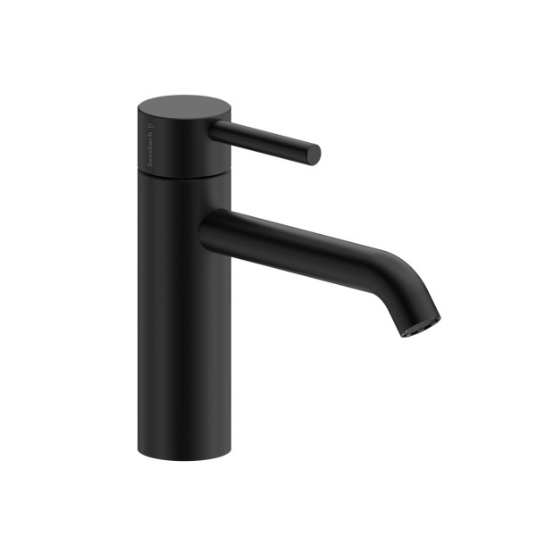 Herzbach DEEP BLACK Waschtischmischer M-Size 150mm mit PUSH-Ablauf Schwarz matt, 18.023710.1.12