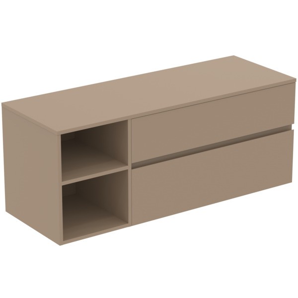 Ideal Standard Waschtischunterschrank Finesse o.Ausschnitt 1402x505x558mm 2 Auszüge Greige matt, E34
