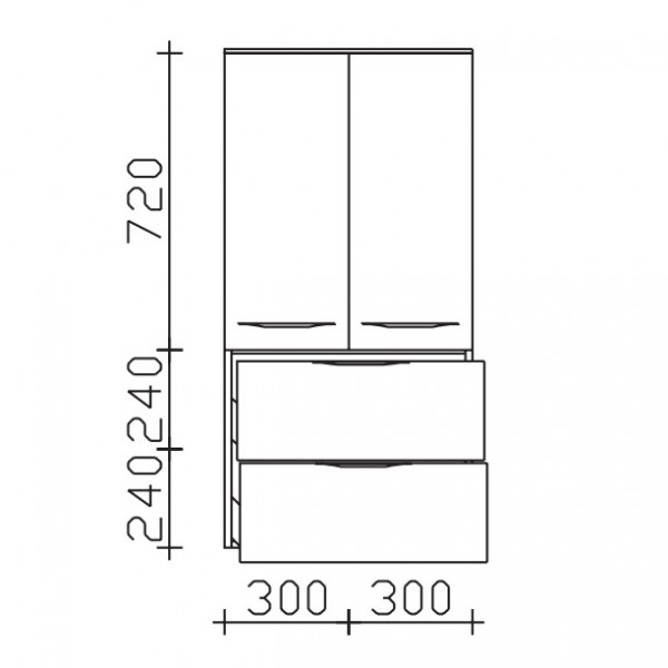 Pelipal Serie 6025 Midischrank 6025-MS60-03, B:600, H:1210, T:330mm