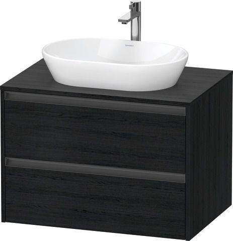Duravit Ketho.2 Konsolenwaschtischunterbau wandhängend Eiche Schwarz Matt 800x550x568 mm - K24895016