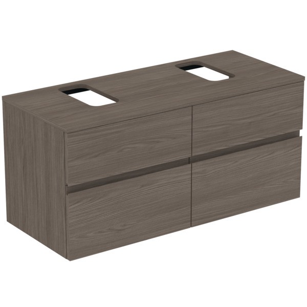 Ideal Standard Waschtischunterschrank Finesse Ausschnitt r/l 1202x505x558mm 4 Auszüge Ulme dunkel, E