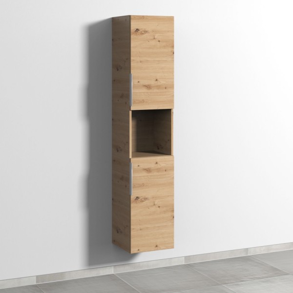 Sanipa 3way Hochschrank mit 2 Türen und 1 offenem Fach, Eiche Natural-Touch