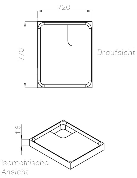 Neuesbad Wannenträger für Kaldewei/Bette superflach 750x800x25
