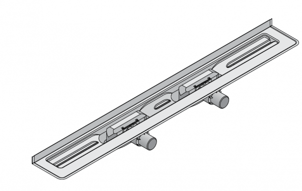 I-DRAIN Korpus Basic 57 mm Wand, 90cm,2Siphon waagr.DN40,Butylklebeband