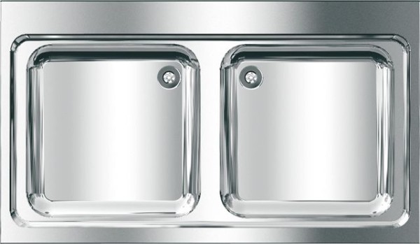 KWC Aquarotter Gewerbespüle, MAXIMA, Edelstahl, 2 Becken, 1200x432x700 mm, 2000057561