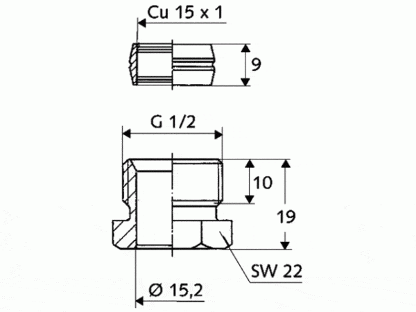 Schell Klemmringverschraubung 1/2"x15mm mattnickel