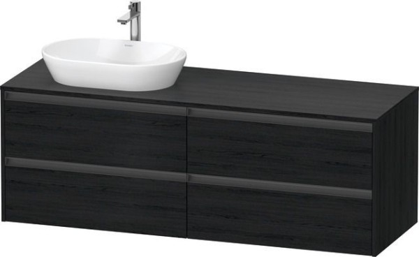 Duravit Ketho.2 Konsolenwaschtischunterbau wandhängend Eiche Schwarz Matt 1600x550x568 mm - K24899L1