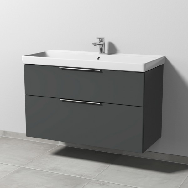 Sanipa 3way Waschtischunterbau zu Villeroy & Boch Avento Waschtisch mit 2 Auszügen, Anthrazit-Matt