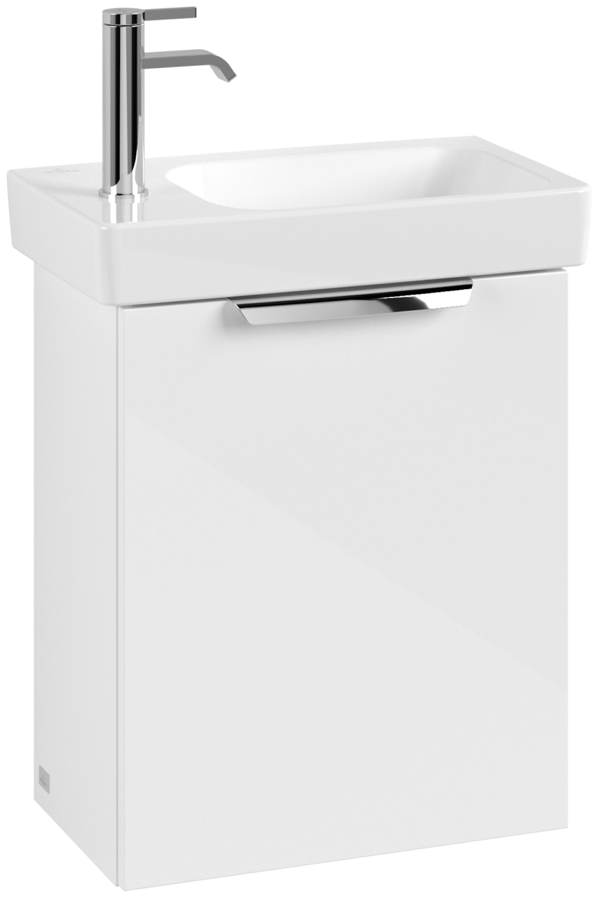 Villeroy & Boch Set LineUp 450mm mit Spiegel Anschlag links Glossy White S00800DHR1