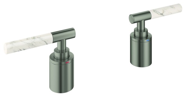 GROHE Hebelgriffe Atrio Private C. 48464 White Attica Caesarstone satin steel, 48464MS0