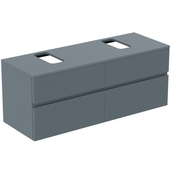 Ideal Standard Waschtischunterschrank Finesse Ausschnitt r/l 1402x505x558mm 4 Auszüge Aschblau matt,