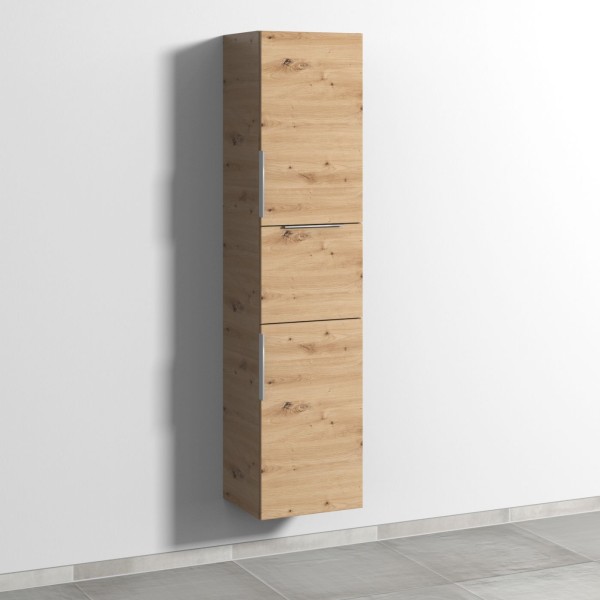 Sanipa 3way Hochschrank mit 2 Türen und 1 Auszug, Eiche Natural-Touch