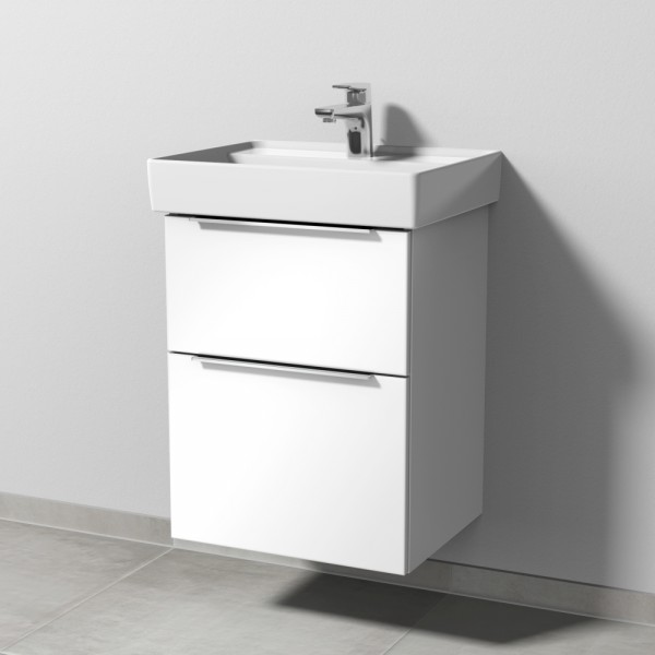 Sanipa 3way Waschtischunterbau zu Villeroy & Boch Collaro Waschtisch mit 2 Auszügen, Weiß-Glanz