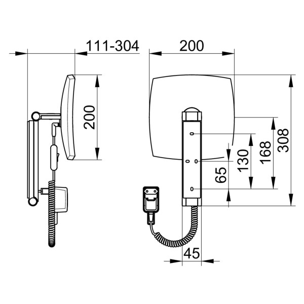 KEUCO iLook_move Wandkosmetikspiegel mit LED-Beleuchtung, Kabelschalter und Vergrößerungsfaktor x5,