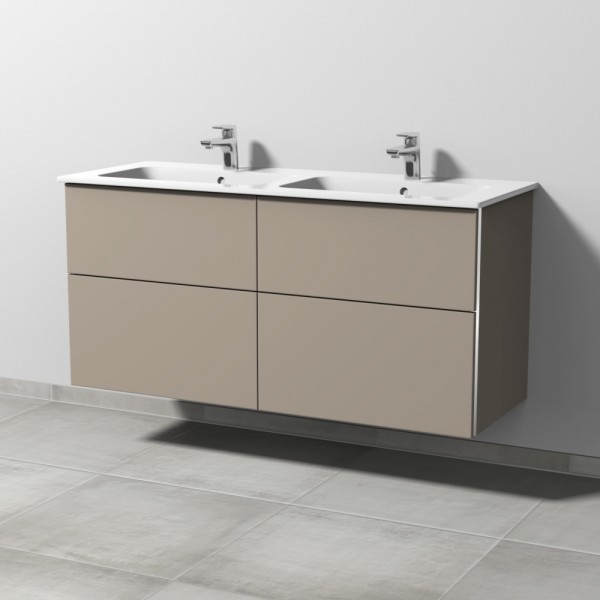 Sanipa 3way Waschtischunterbau zu Duravit ME by Starck Waschtisch mit 4 Auszügen, Sandgrau-Matt
