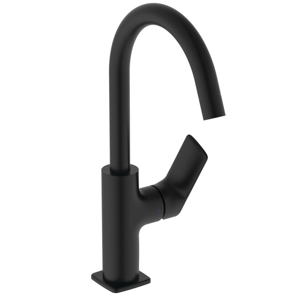 Ideal Standard Waschtisch-Armatur H200 CeralifeC Ausladung 150mm mit Push-Open Ventil Silk Black, BE