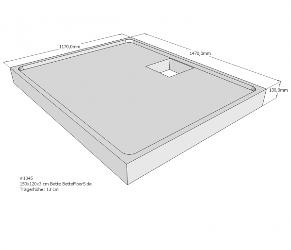 Neuesbad Wannenträger für Bette Floor Side 1500x1200