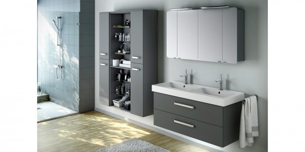 Artiqua 413 Waschtischunterschrank für Renova Plan 222255, 222258 Stahlgrau, 413-WU2L-3-K51-7142-88