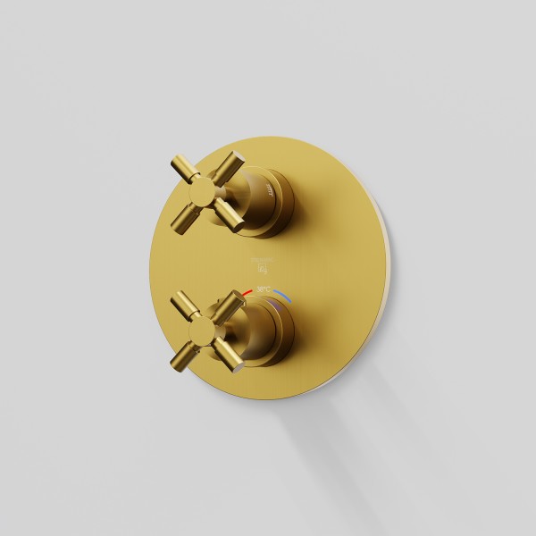Steinberg Fertigmontageset zu Unterputzthermostat mit 2-Wege Umsteller, brushed gold, 250 4133 3 BG