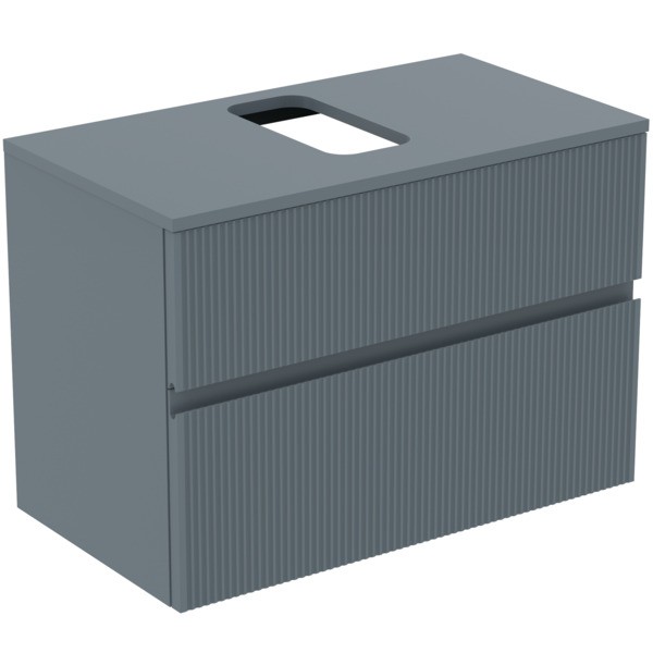 Ideal Standard Waschtischunterschrank Finesse Ausschnitt r/l 802x440x558mm 2 Auszüge Aschblau matt,