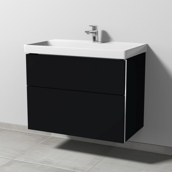 Sanipa 3way Waschtischunterbau zu Villeroy & Boch Avento Waschtisch mit 2 Auszügen, Schwarz-Matt