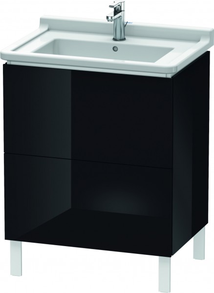 Duravit L-Cube Waschtischunterbau bodenstehend Schwarz Hochglanz 670x469x712 mm - LC660804040
