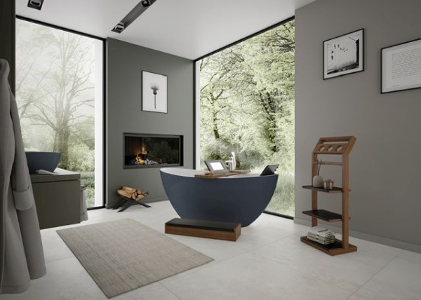 Hoesch Badewanne Namur 1600X750 freistehend Solique, BiColor Weiß-Schiefergrau, 4404.112305