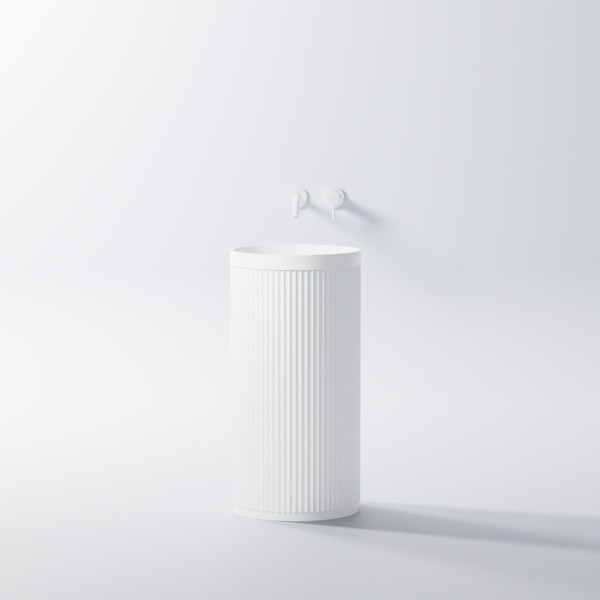 Steinberg Serie 740 Stand-Wandwaschtisch, ohne Überlauf, rund, ø 450mm, matt white