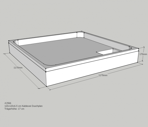 Neuesbad Wannenträger für Kaldewei Duschplan 120x120x6,5