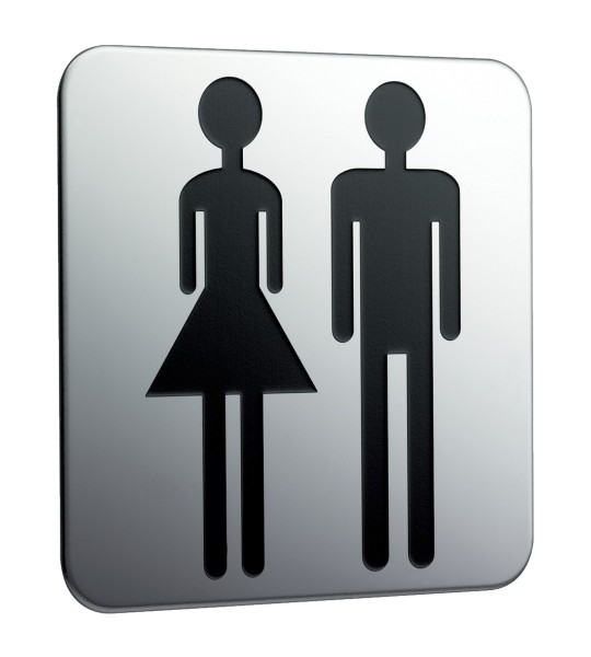 emco system 2 Türschild zum Aufkleben "Damen/Herren", chrom, 357600000