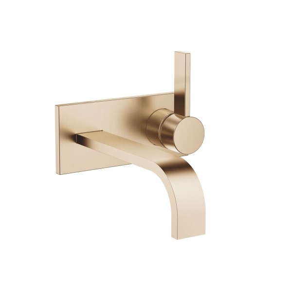 Dornbracht Waschtisch-Wand-Einhandbatterie mit Abdeckplatte MEM 36864782 Champagne gebürstet (22kt G