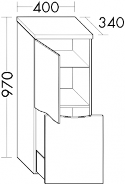 Burgbad Halbhochschrank Sinea 2.0 HGL 970x400x340 Weiß Hochglanz, UHIC040LF2800