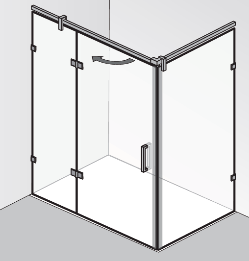 HSK Atelier Plan Pur AP.223 Drehtür an Nebenteil und Seitewand