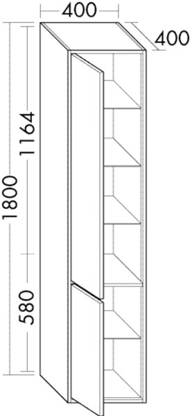Burgbad Hochschrank Uomo Preisgruppe 1 1800x400x400 Eisblau Matt, HSUO040RF7446