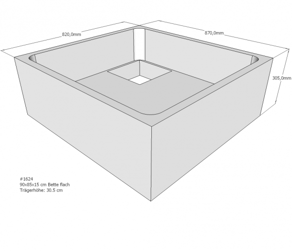 Neuesbad Wannenträger für Bette flach 85x90x15