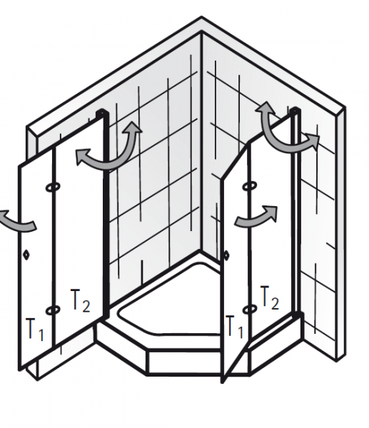 HSK Exklusiv Fünfeckdusche mit Drehfalttüren