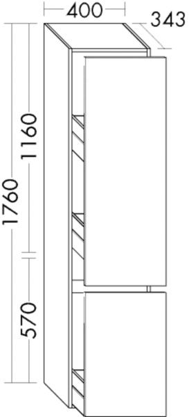 Burgbad Apothekerschrank Lin20 Acryl/Lack Matt 1760x400x345 Grau Hochglanz, HSPO040F5364
