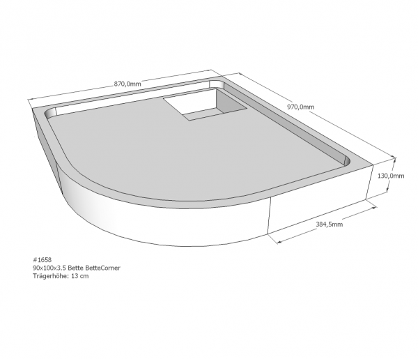 Neuesbad Wannenträger für Bette Corner 90x100x3,5 Viertelkreis