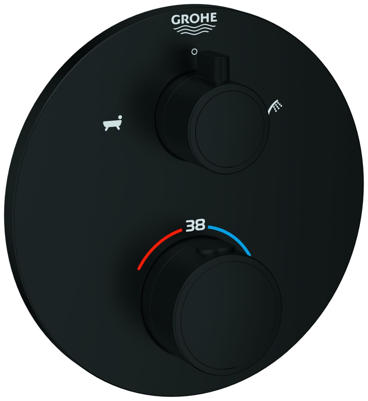 GROHE Thermostat-Wannenarmatur Grohtherm 102210 2 Abgänge FMS für 35604 rund matt black, 1022102430 1022102430