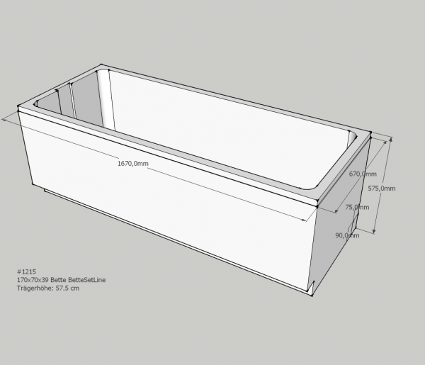 Neuesbad Wannenträger für Bette Set Line 170x70