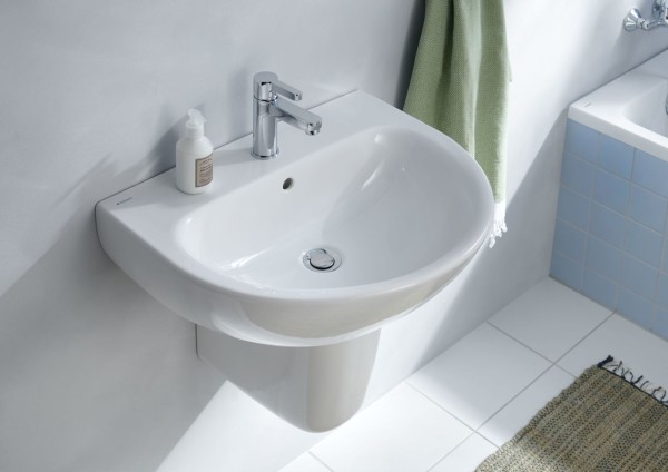 Geberit Renova Waschtisch, 60x48cm mit Hahnloch mittig, m. Überlauf, weiss Tect, 500370018